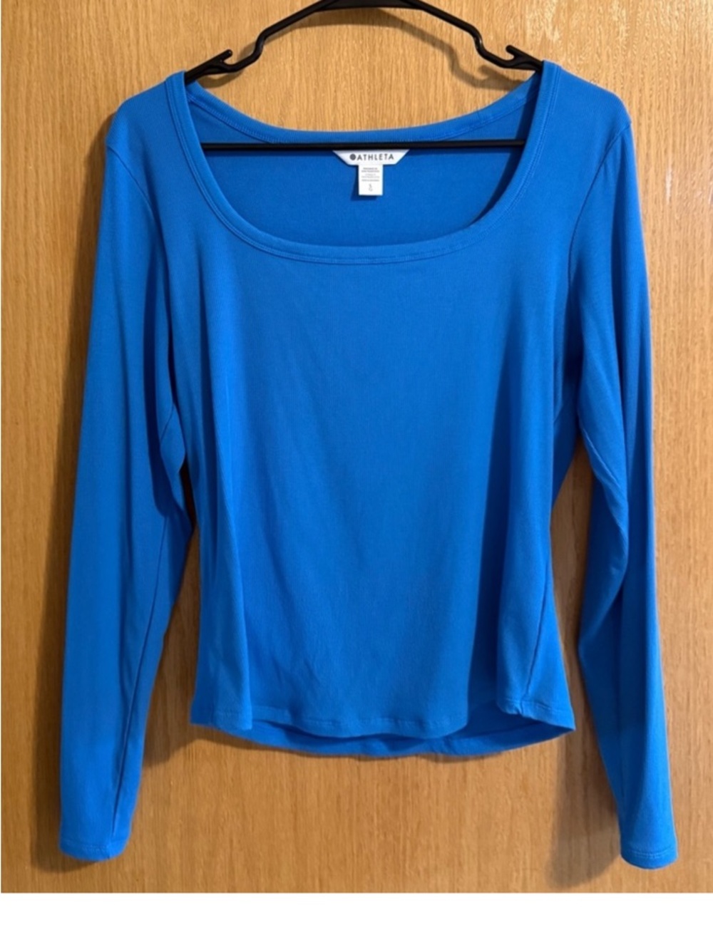 Athleta Signature Rib Square Neck Top Large in Ultramarine - Picture 2 of 5